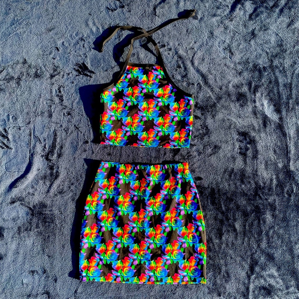 Freedom Rave Wear Rainbow Roses Allure Set